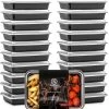 Meal Prep Bakjes - 20 Stuks - 1 Compartiment - Lunchbox - Diepvriesbakjes - Vershoudbakjes - Plastic Bakjes Met Deksel - Magnetron Bakjes Met Deksel - Meal Prep - Vershouddoos - 1L - BPA Vrij - Fitcrafters