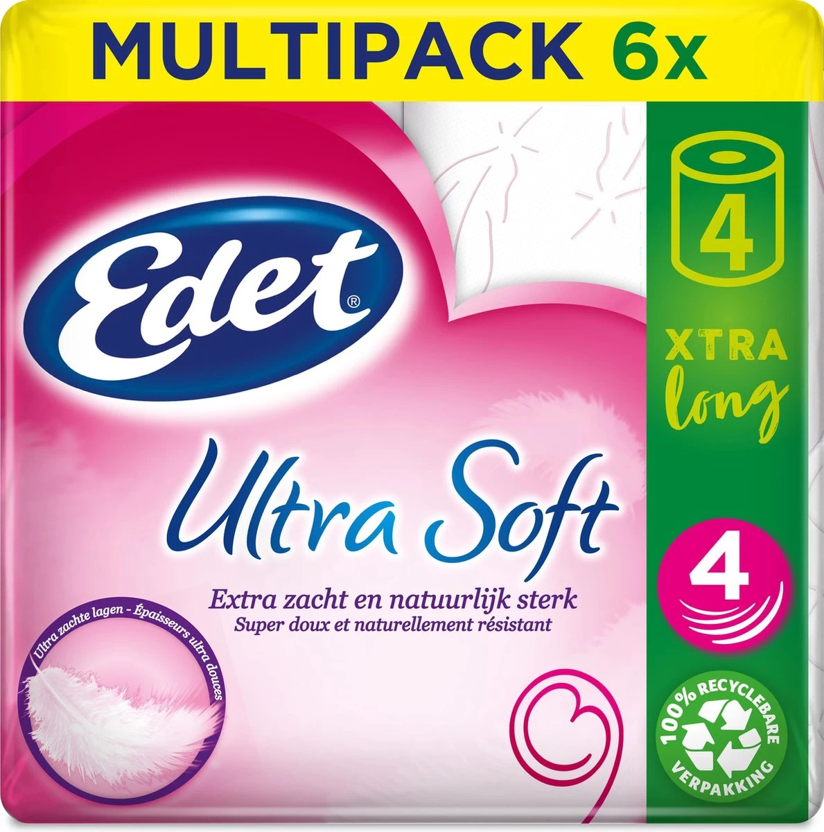 Edet Ultra Soft Xtra Long 4-laags Toiletpapier - 24 = 48 Rollen - Afbeelding 2