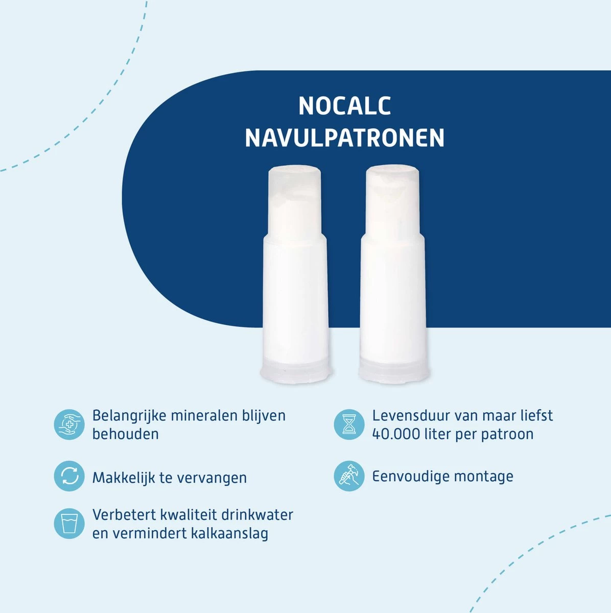 NoCalc Navulpatronen - 2 Stuks - Gebruik I.c.m. Electronic Sensor - Waterontharder - Waterontkalker - Afbeelding 3