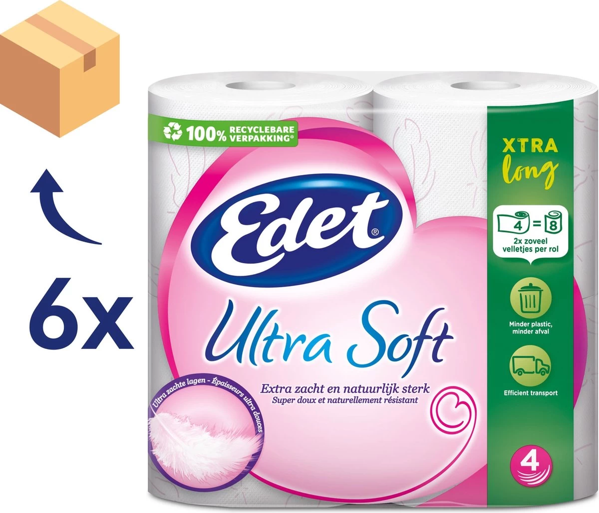 Edet Ultra Soft Xtra Long 4-laags Toiletpapier - 24 = 48 Rollen - Afbeelding 3