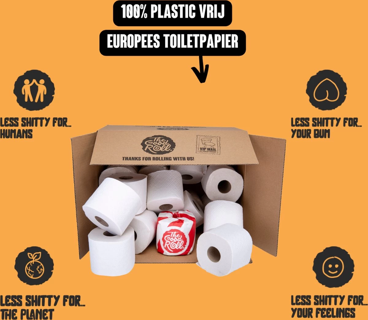 THE GOOD ROLL - WC Papier Voordeelverpakking - 96 Stuks -400vel -3-laags - The Wrapless Choice - 100% Gerecycled - Afbeelding 2