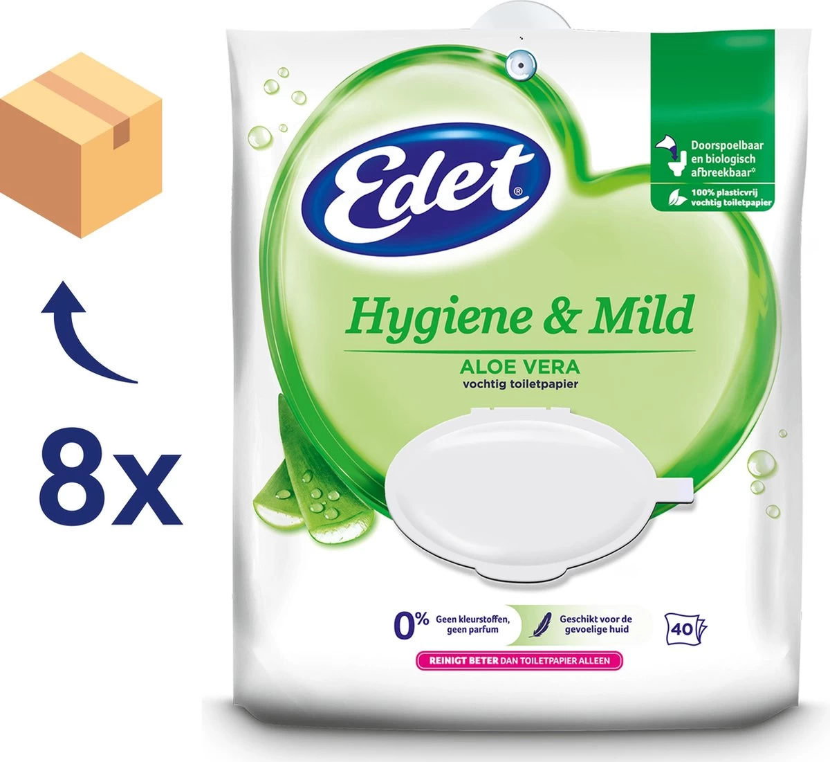 Edet Aloe Vera Vochtig Toiletpapier - 8 X 40 Stuks - Halfjaar Voorraad - Afbeelding 3