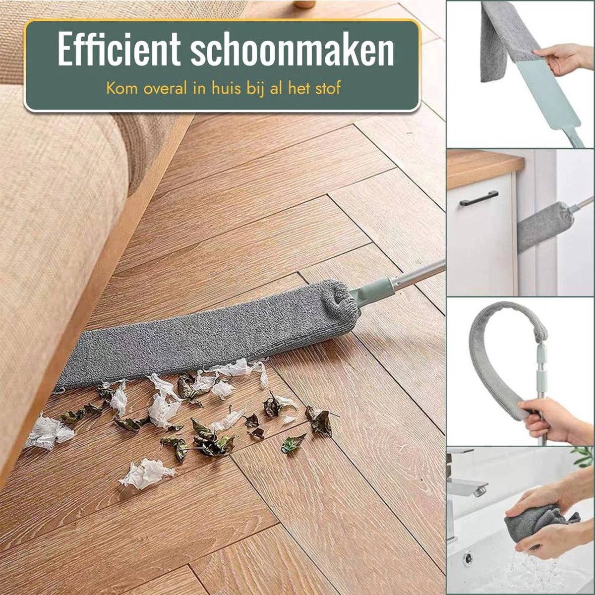Livv Goods Telescopische Plumeau Set Met Telescoopsteel - 5 In 1 - Tot 250 Cm Uitschuifbaar - Duster - Stoffer - Afbeelding 7