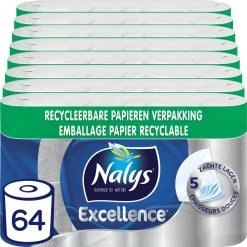 Nalys Excellence Maxi-Vellen Toiletpapier - 5 Lagen - 64 Rollen - Papieren Verpakking