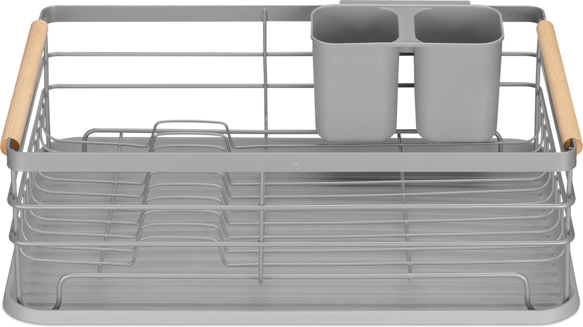 Navaris Afdruiprek Met Uitneembare Bestekhouder - Afwasrek Met Losse Lekbak - Vaatwasrek Met Plateau - Voor Bestek, Borden, Schalen En Pannen - Afbeelding 4
