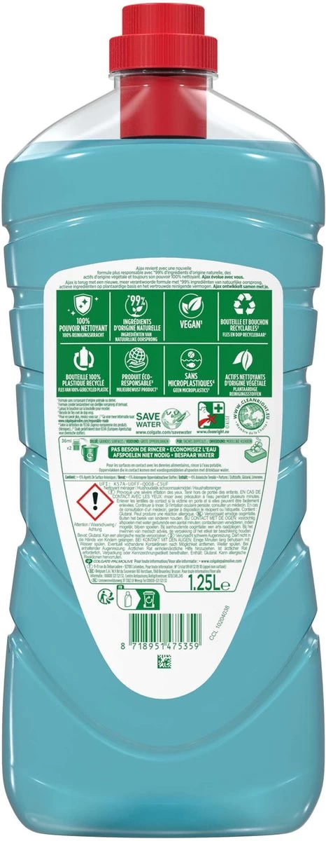 Ajax® Ajax Allesreiniger Eucalyptus 6 X 1.25L - Voordeelverpakking - Afbeelding 2