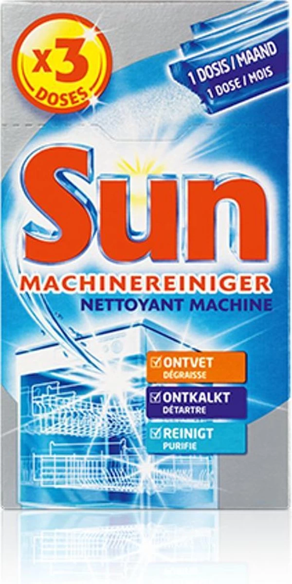 SUN® Sun - Vaatwasmachinereiniger - Pak 3 Dosissen - 2 Stuks - Afbeelding 2
