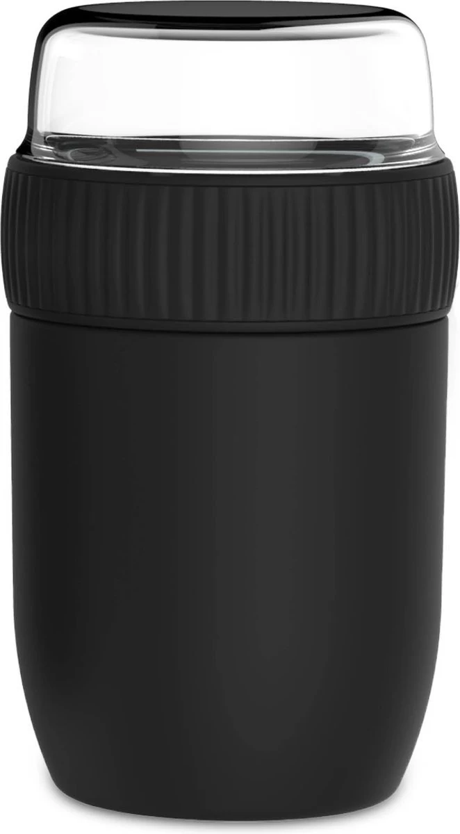 Coninx Thermos Lunchbox - Muesli Beker To Go - Isoleer Lunchpot - Yoghurtbeker To Go - Mueslibeker 840ml (600ml+240ml) - RVS / Zwart - Afbeelding 10