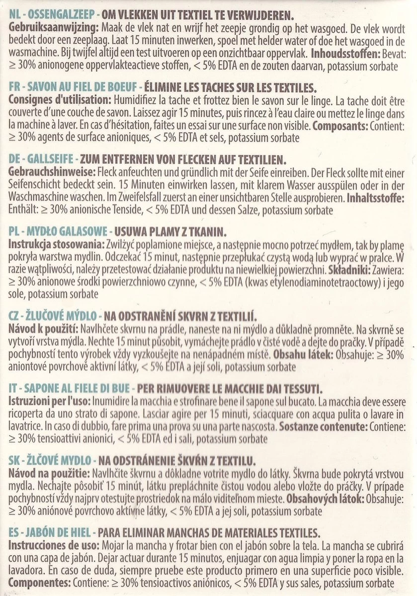 Authentieke Ossengalzeep - Vlekkenverwijderaar Voor Textiel - 100g - Mariette. - Afbeelding 2