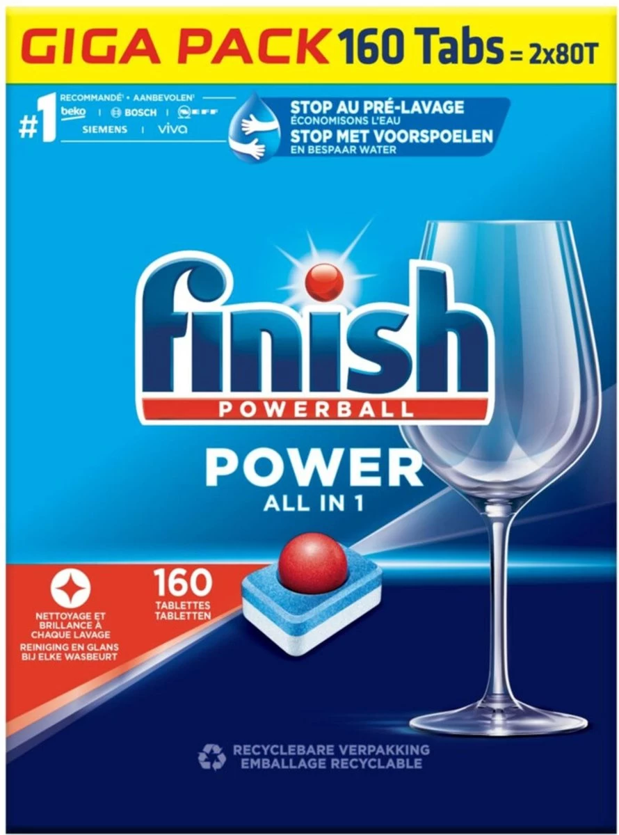 Finish Power All In One Regular Vaatwastabletten - 160 Stuks - Afbeelding 7